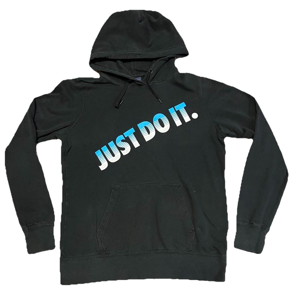 Y2K Nike Black Just Do It Long Sleeve Pullover Hoodie Sweatshirt Adult L
